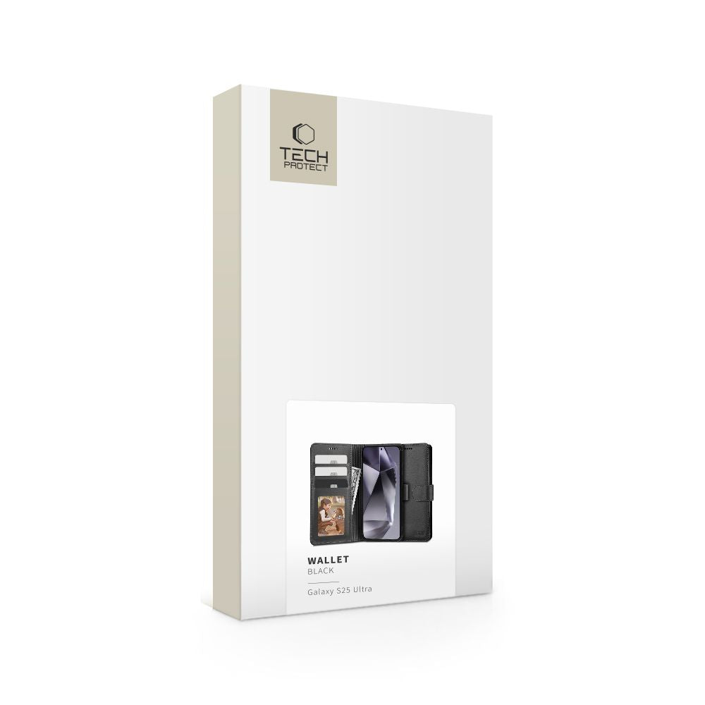 Tech-Protect Wallet dėklas Samsung Galaxy S25 Ultra – juodas -- Samsung Galaxy S25 Ultra