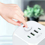 Tech-Protect PCL3x4 maitinimo ilgintuvas, 2x USB-A, 2x USB-C, 3x AC Type Schuko - baltas -- Cell phone cables