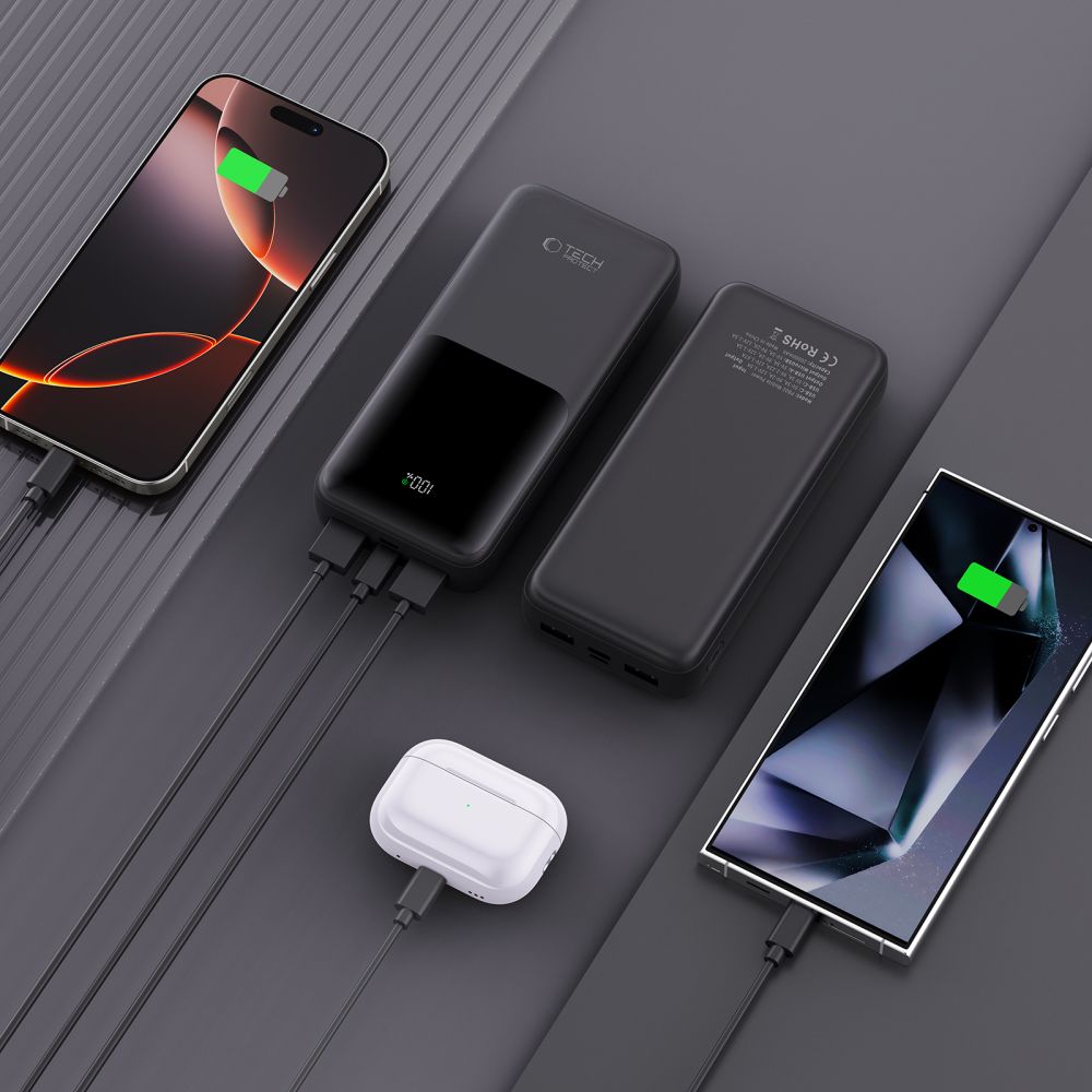 Tech-Protect Išorinė baterija PB02 20000mAh 22.5W - juodas -- Powerbanks