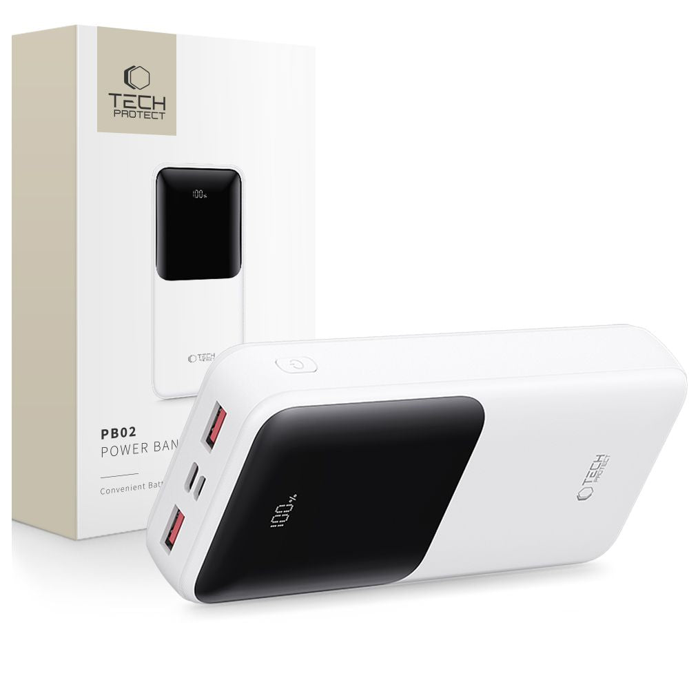 Tech-Protect Išorinė baterija PB02 20000mAh 22.5W - baltas -- Powerbanks