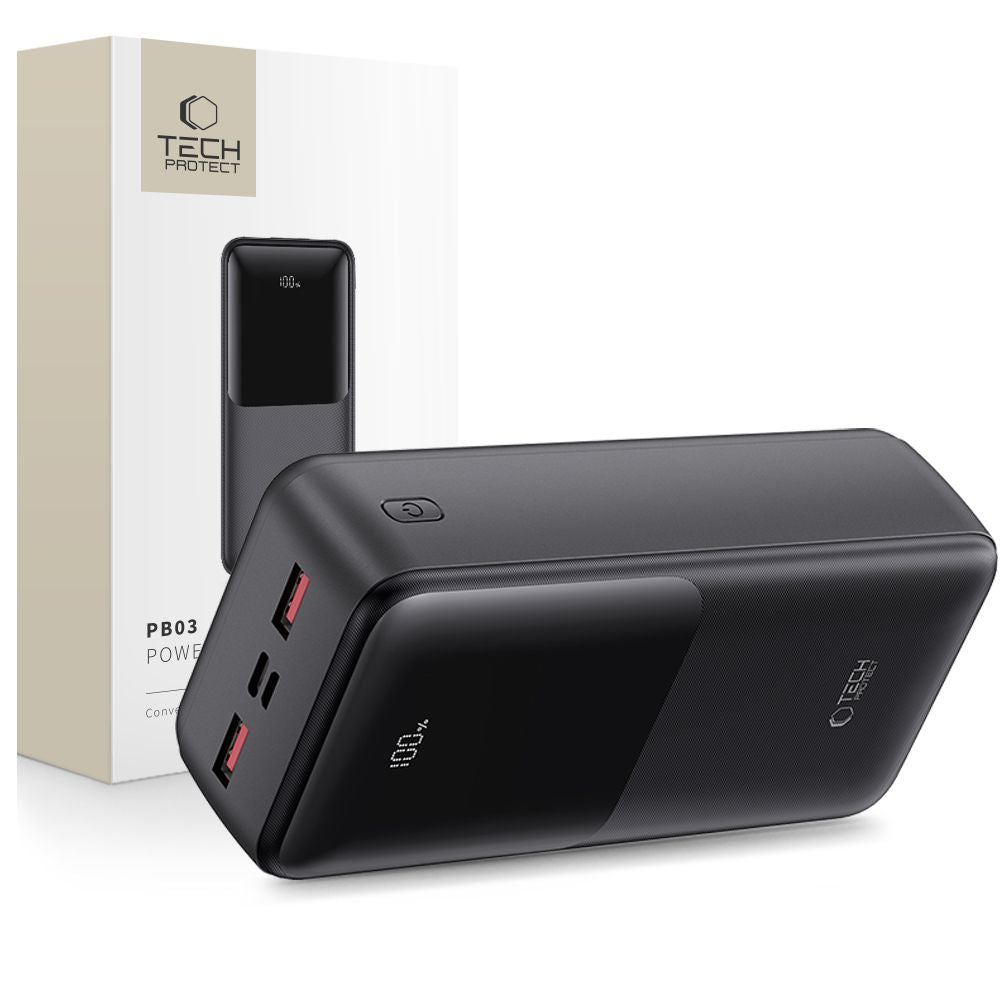 Tech-Protect Išorinė baterija PB03 30000mAh 22.5W - juodas -- Powerbanks