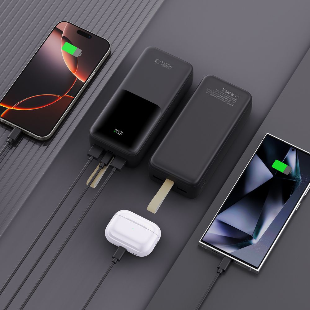 Tech-Protect Išorinė baterija PB03 30000mAh 22.5W - juodas -- Powerbanks