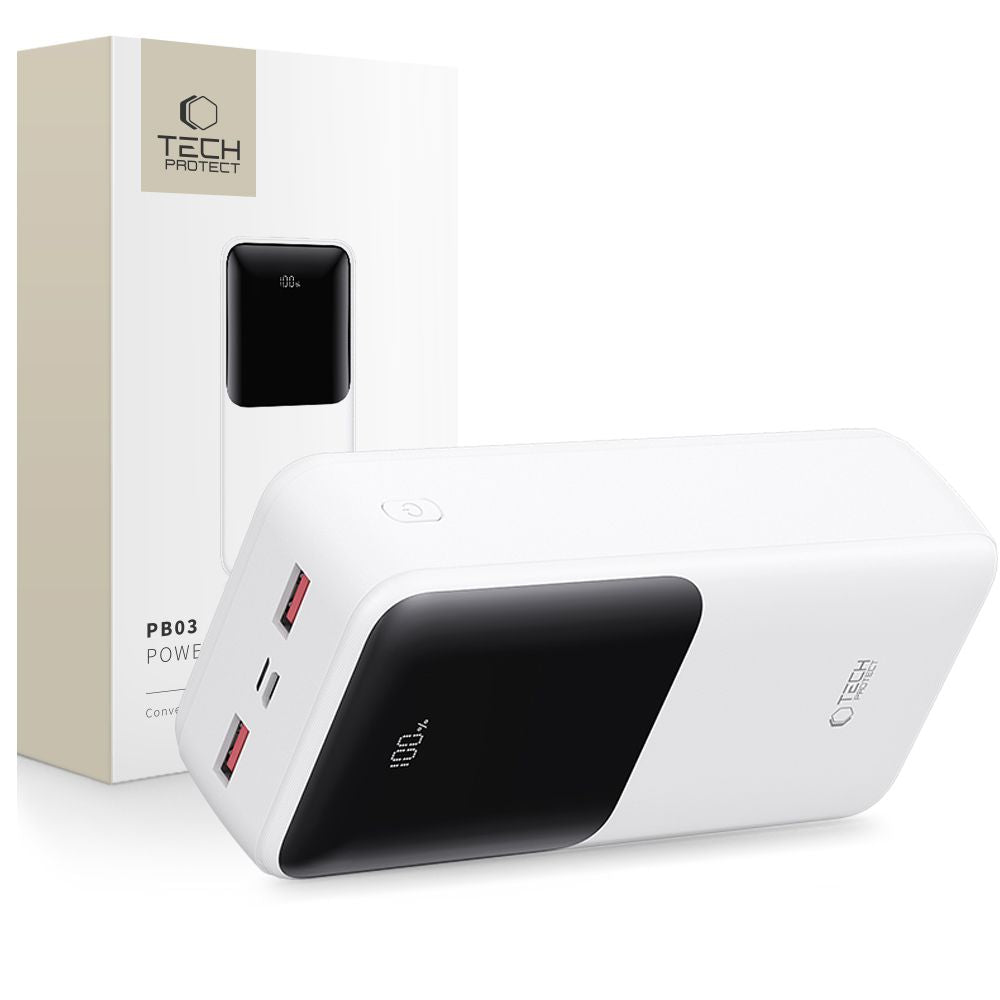 Tech-Protect Išorinė baterija PB03 30000mAh 22.5W - baltas -- Powerbanks