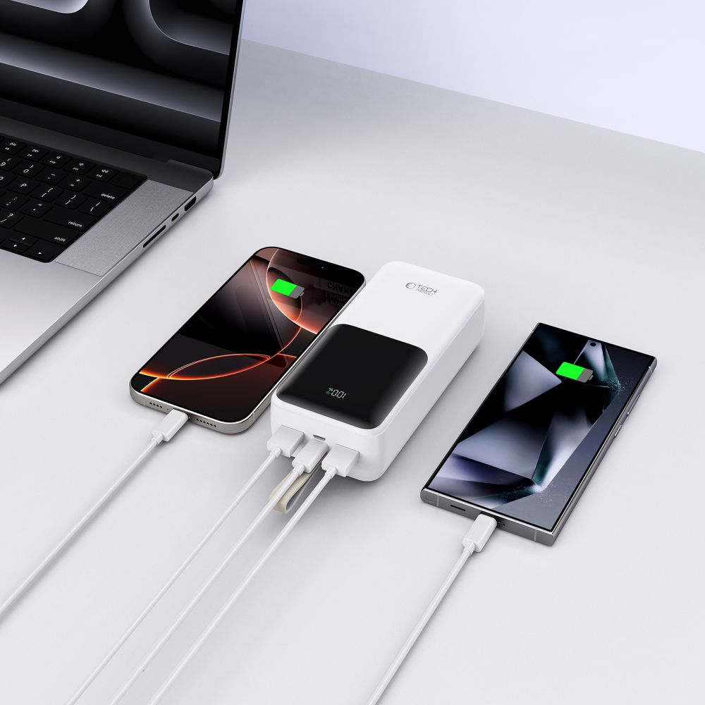 Tech-Protect Išorinė baterija PB03 30000mAh 22.5W - baltas -- Powerbanks