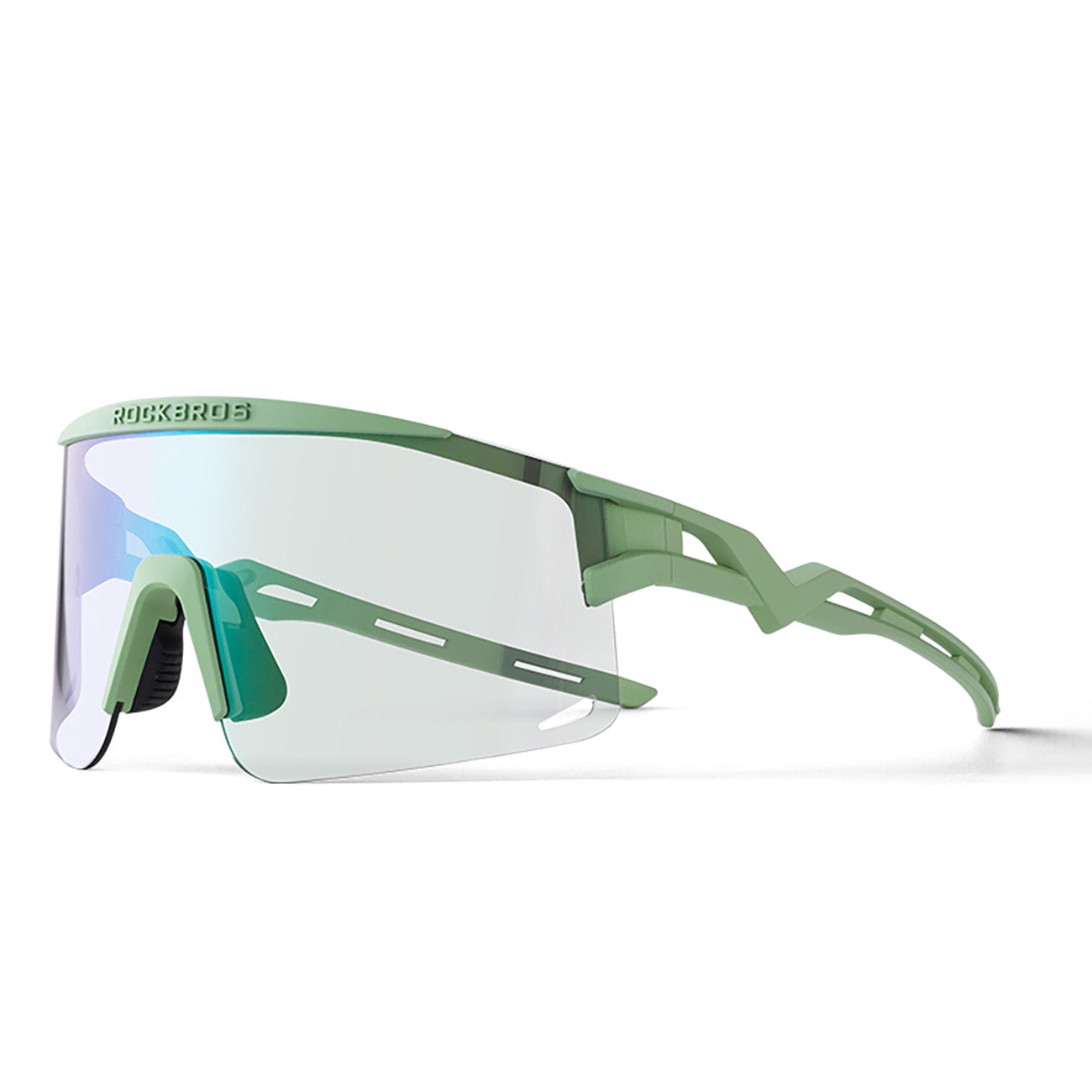 Rockbros fotochromines dviračio akiniai su UV apsauga ir taisomąja įdėkle - žalia -- Cycling Eyewear
