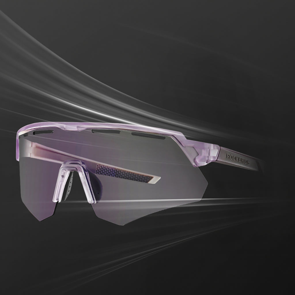 Rockbros Poliarizuoti Dviračio Akiniai su UV Apsauga ir Korektyviu Įdetu - Violetinė -- Cycling Eyewear