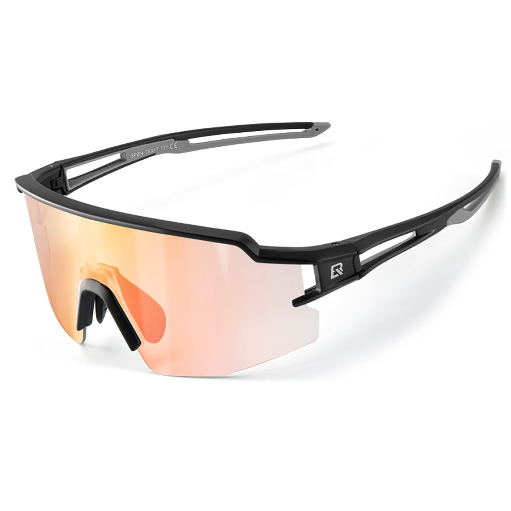 Rockbros Dviračio akiniai Fotochromniniai UV apsaugos su korekcine įdėkle Oranžiniai lęšiai - Juodi -- Cycling Eyewear