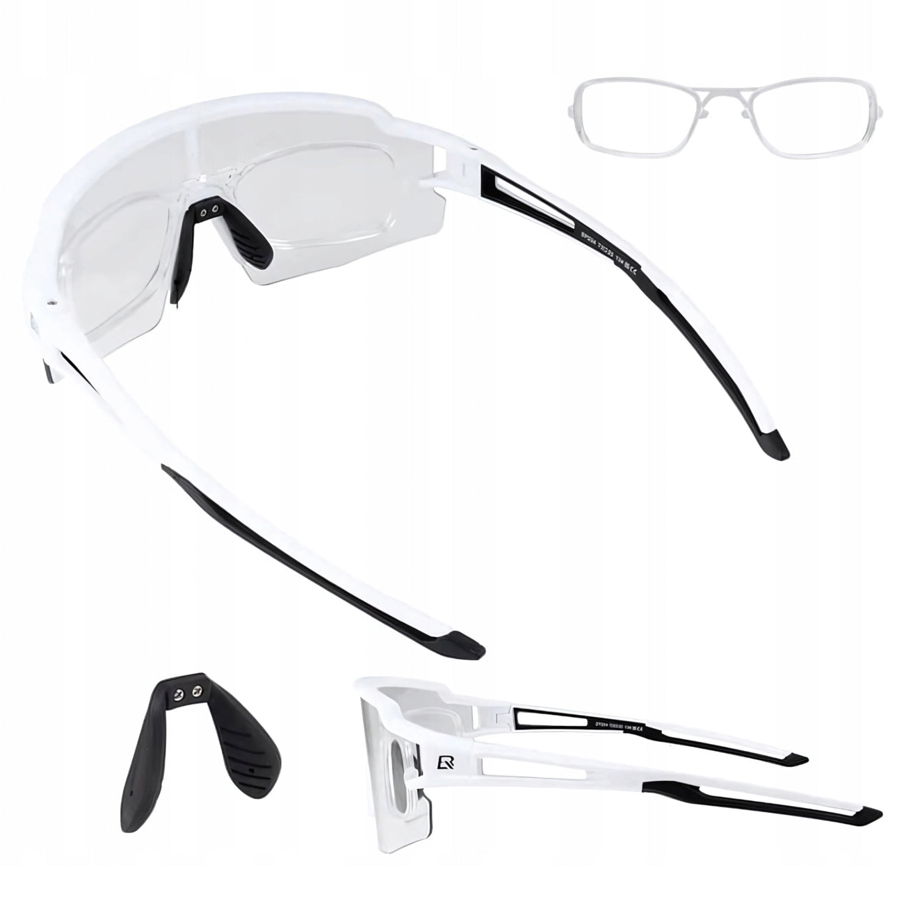 Rockbros Dviračio akiniai Fotochromniniai su UV apsauga ir korekcine įdėkle - Balti -- Cycling Eyewear