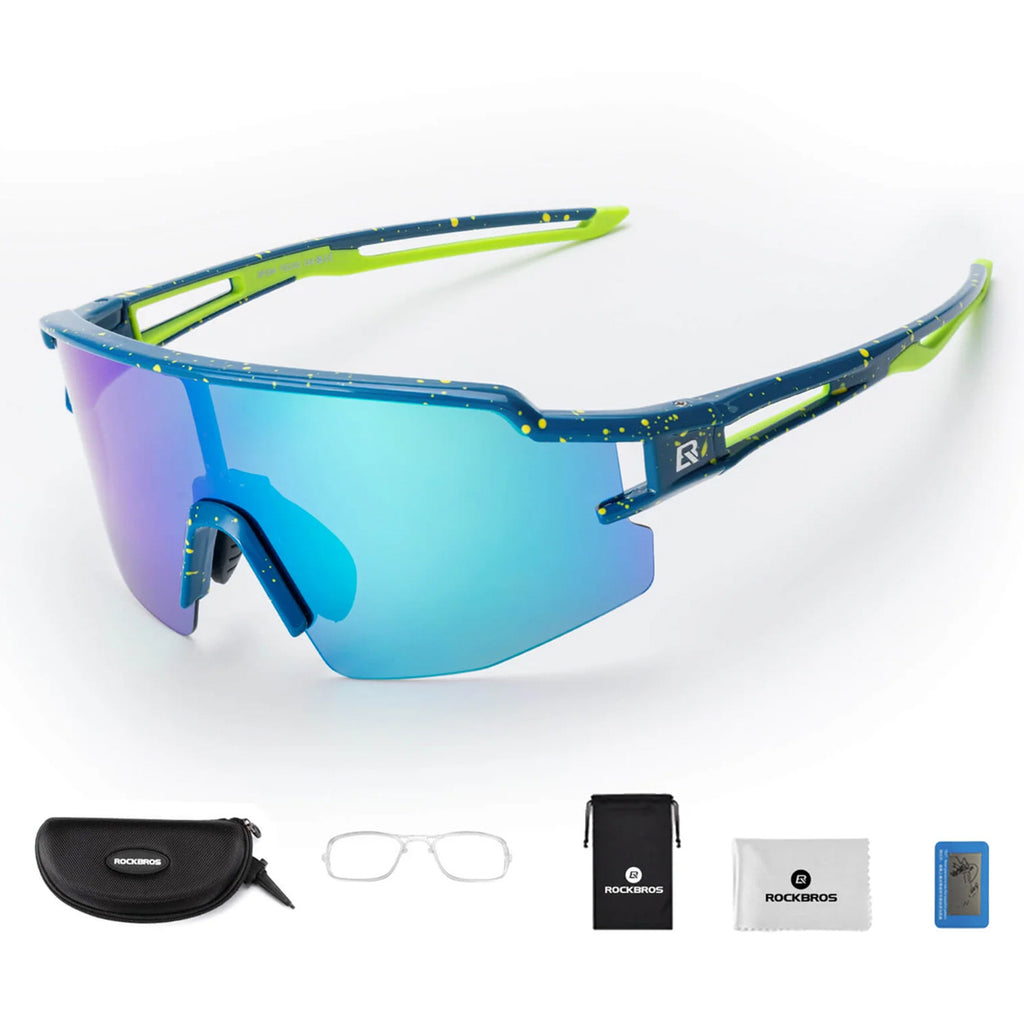 Rockbros poliarizuoti dviračio akiniai su UV apsauga ir korekcine įklijimė mėlyni lęšiai - mėlyna -- Cycling Eyewear
