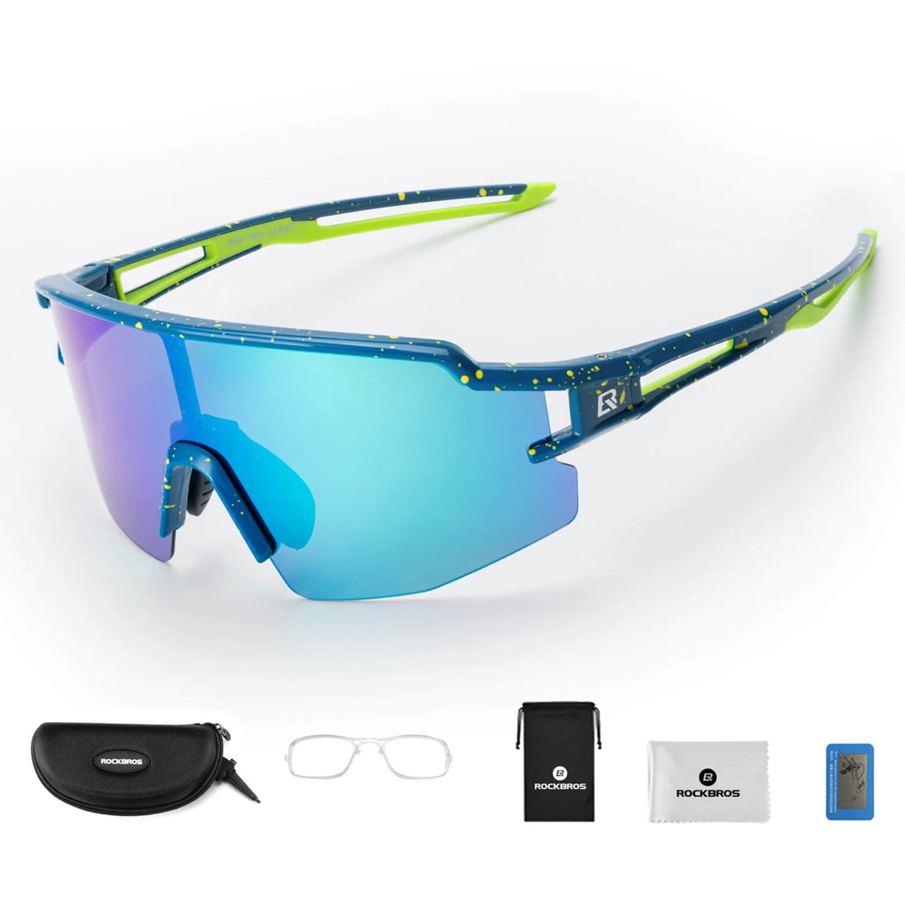 Rockbros poliarizuoti dviračio akiniai su UV apsauga ir korekcine įklijimė mėlyni lęšiai - mėlyna -- Cycling Eyewear