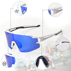 Rockbros Poliarizuoti dviračio akiniai su UV apsauga ir korekcine įdėkle Mėlyni lęšiai - Balti -- Cycling Eyewear