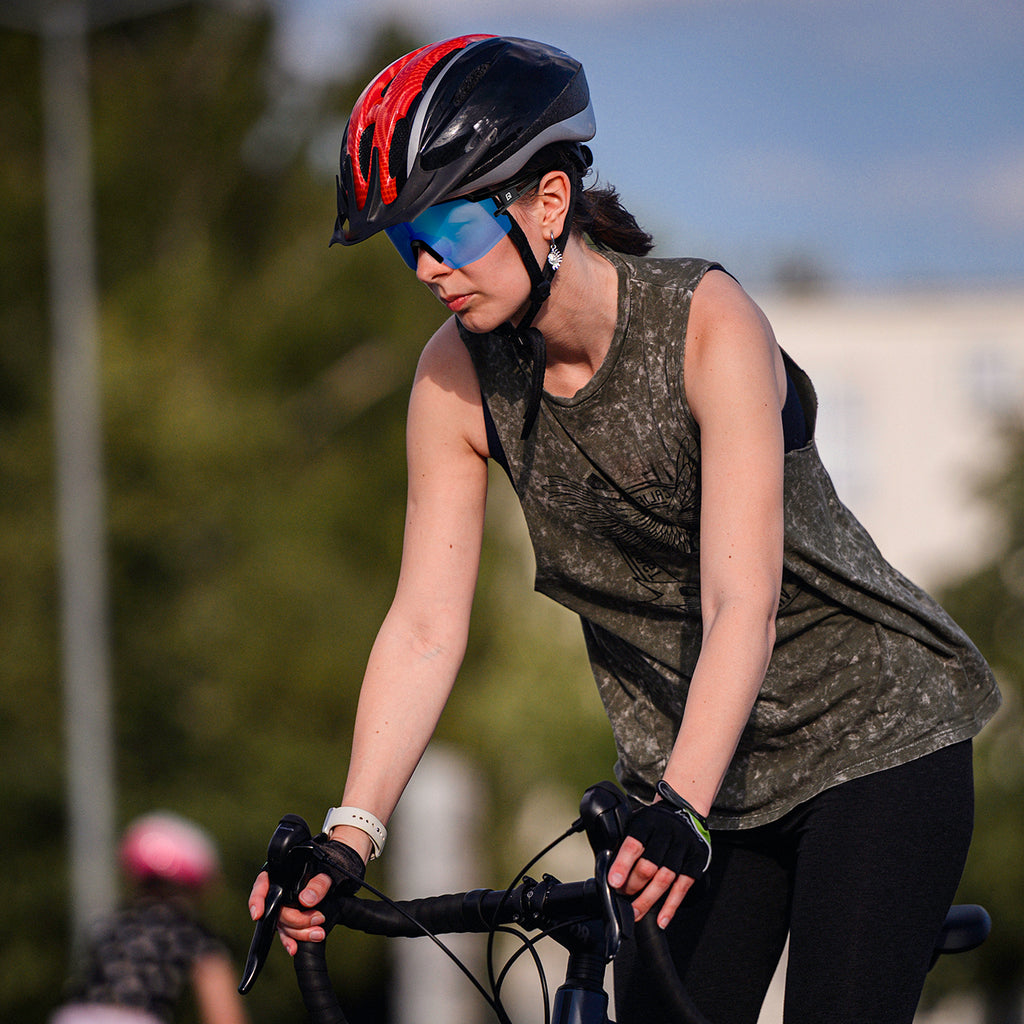 Rockbros poliarizuoti dviračio akiniai su UV apsauga ir korekciniu įdėklu mėlyniems stiklams - juodi -- Cycling Eyewear