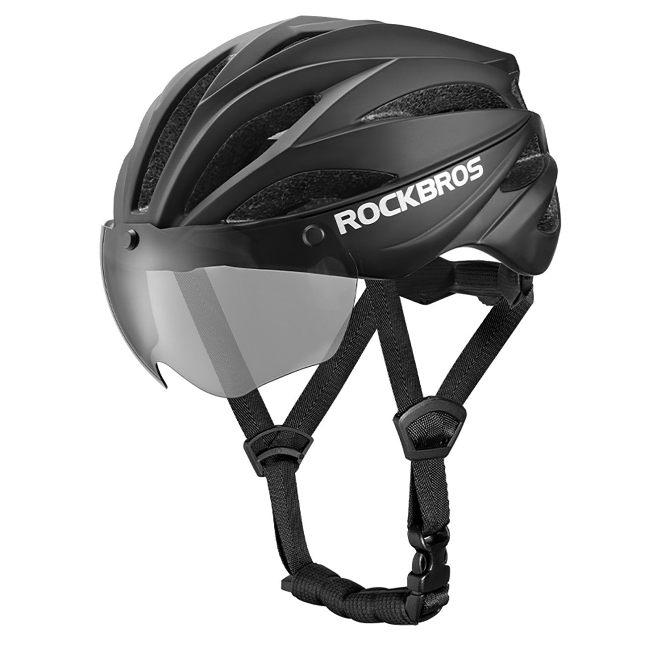 Rockbros dviračio šalmas su snapeliu, nuimamais UV apsauginiais akiniais, uniseksas – juodas/rudas -- Bicycle Helmets