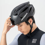 Rockbros dviračio šalmas su snapeliu, nuimamais UV apsauginiais akiniais, uniseksas – juodas/rudas -- Bicycle Helmets