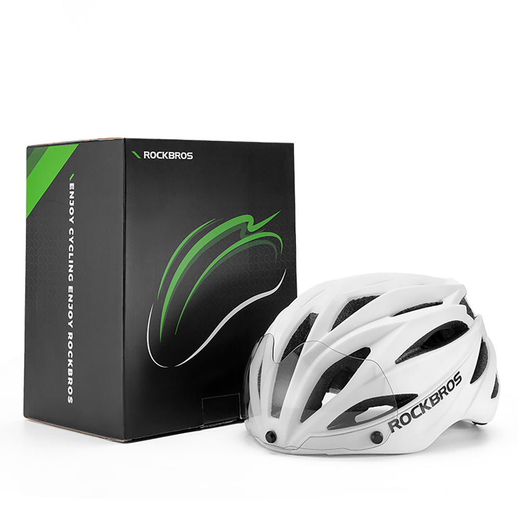 Rockbros dviračio šalmas su snapeliu, nuimamais UV apsauginiais akiniais, uniseksas – juodas/rudas -- Bicycle Helmets