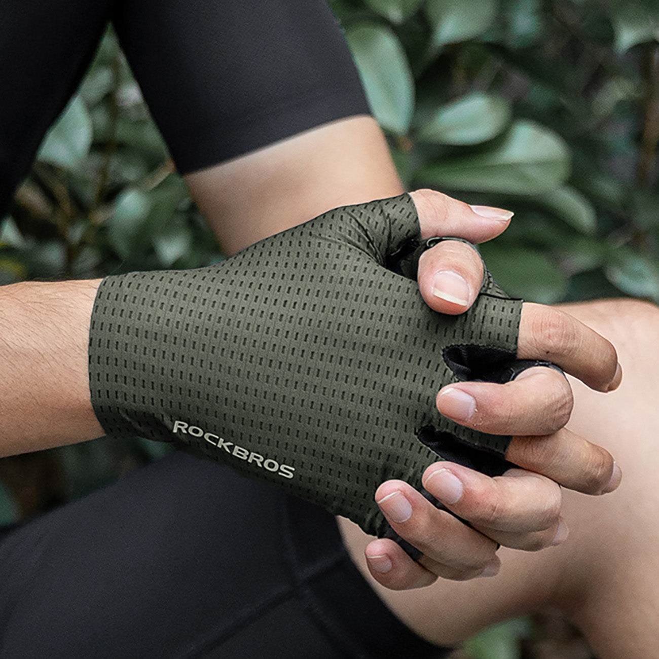 Rockbros dvelkiamos trumpapirščių dviračio pirštinės, dydis: S - žalia -- Bicycle Gloves