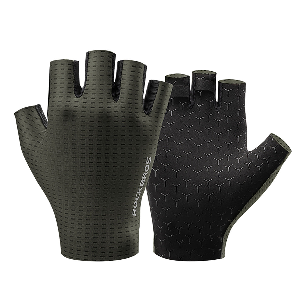 Rockbros dvelkiamos trumpapirščių dviračio pirštinės, dydis: XXL - žalia -- Bicycle Gloves