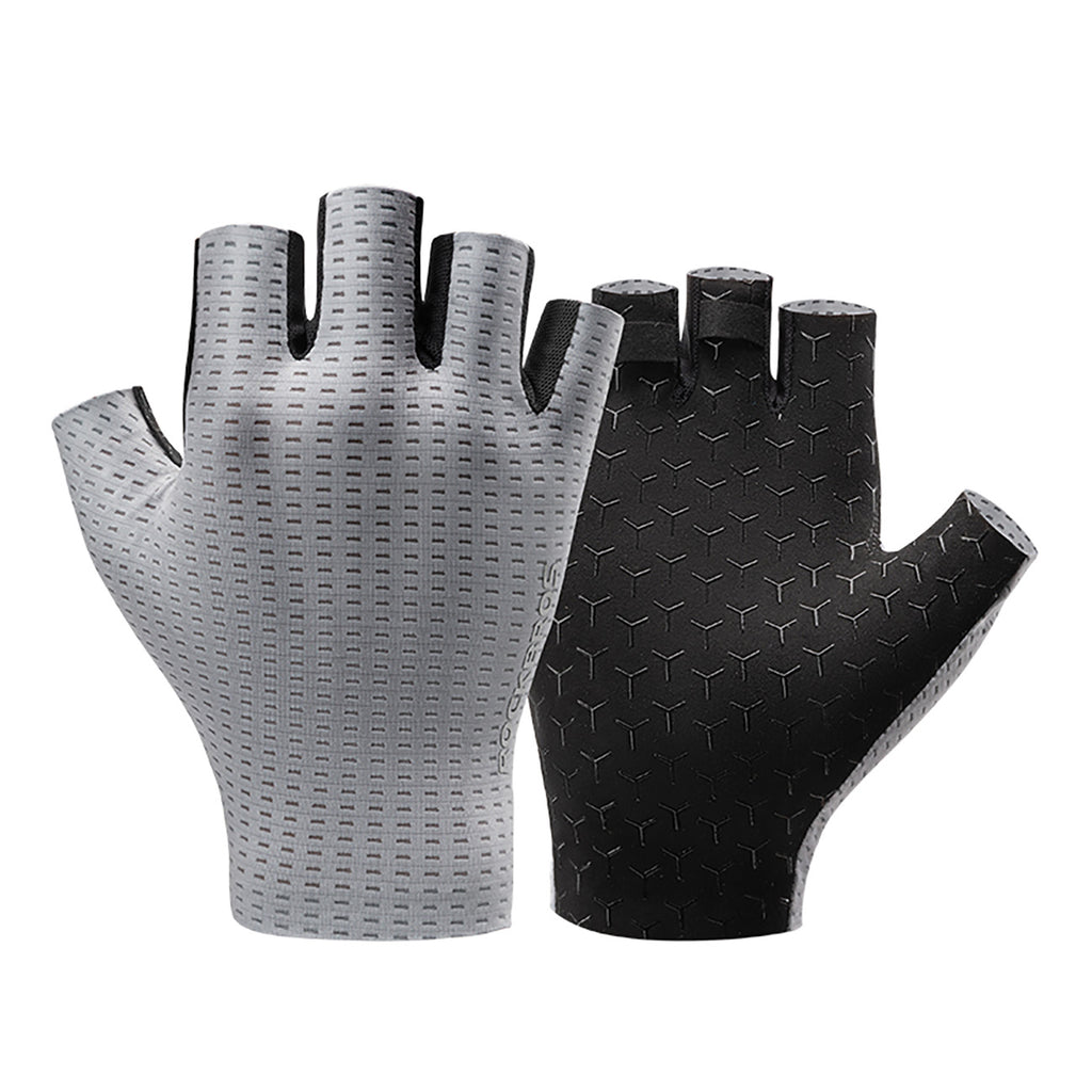 Rockbros dvelkiamos trumpapirščių dviračio pirštinės, dydis: L – pilka -- Bicycle Gloves