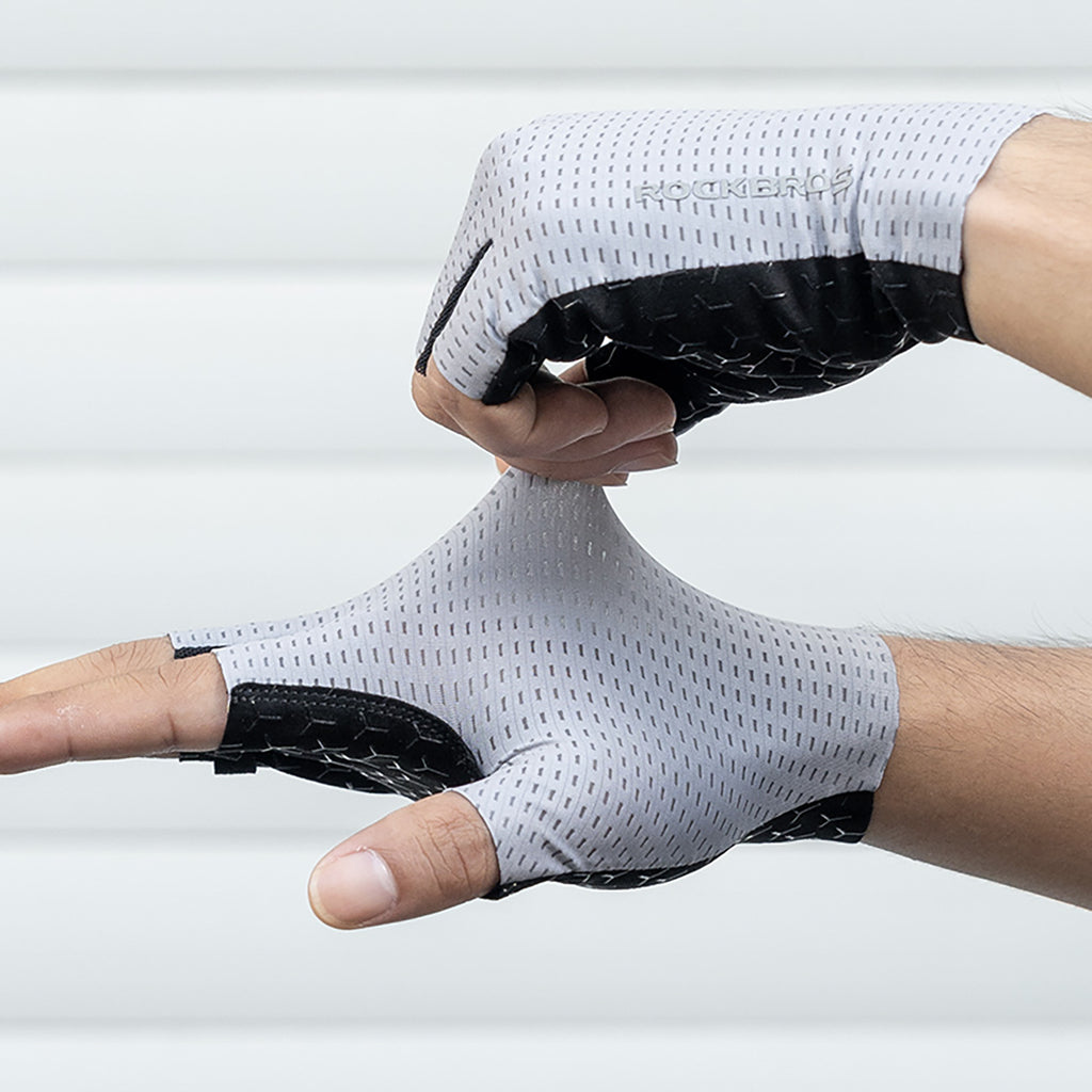 Rockbros kvėpuojančios trumpų pirštų dviračio pirštinės, Dydis: XXL - pilka -- Bicycle Gloves