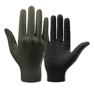 Rockbros kvėpuojančios pilnos rankos dviračio pirštinės, Dydis: S - žalia -- Bicycle Gloves