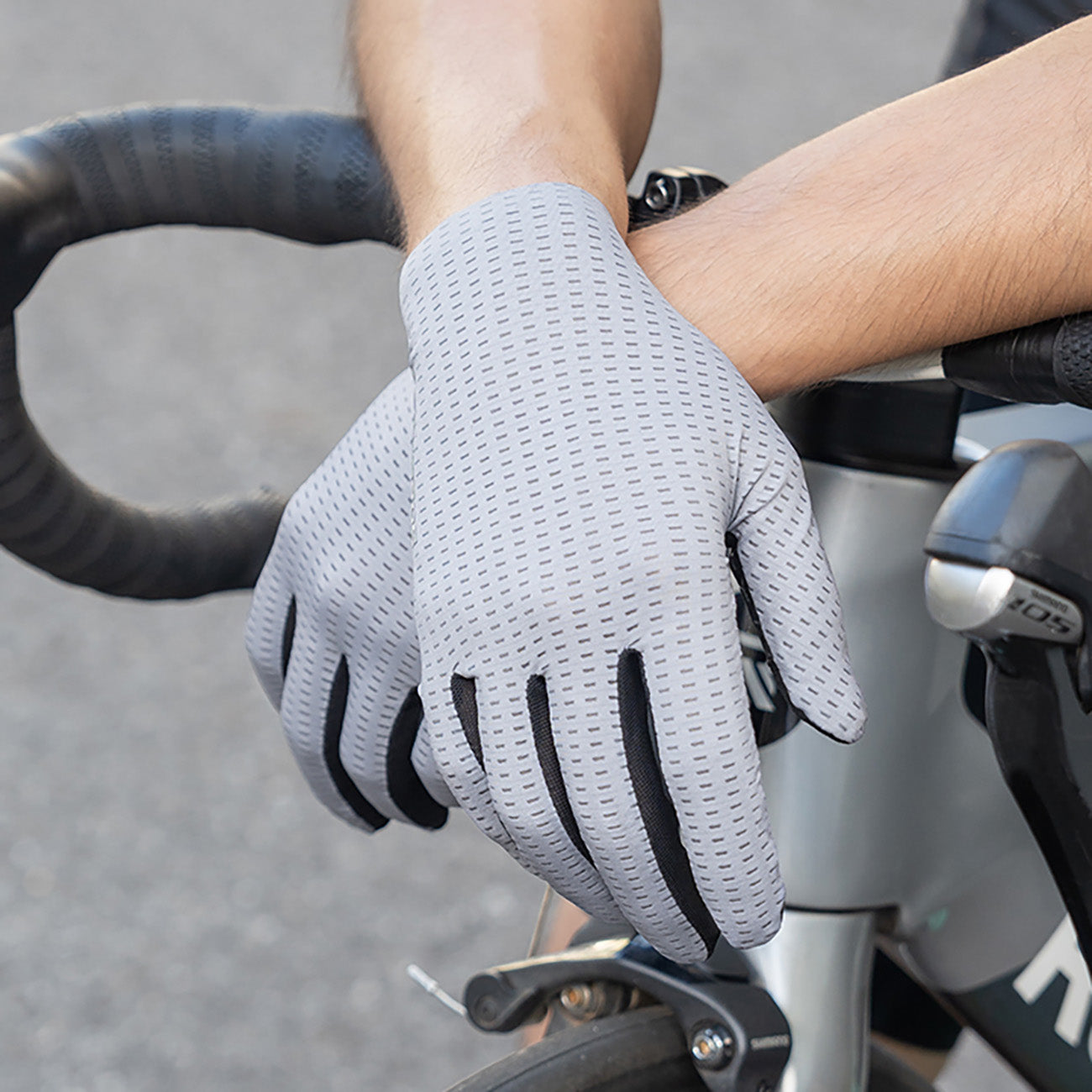 Rockbros kvėpuojančios pilnos rankos dviračio pirštinės, Dydis: S - žalia -- Bicycle Gloves