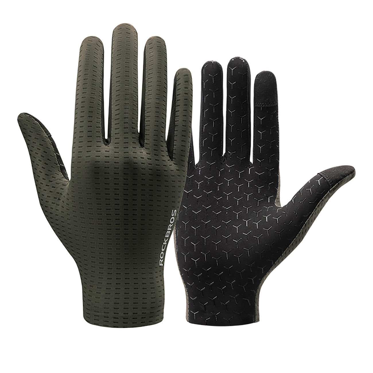 Rockbros kvėpūs pilnos pirštų dviračio pirštinės, dydis: XL - žalia -- Bicycle Gloves