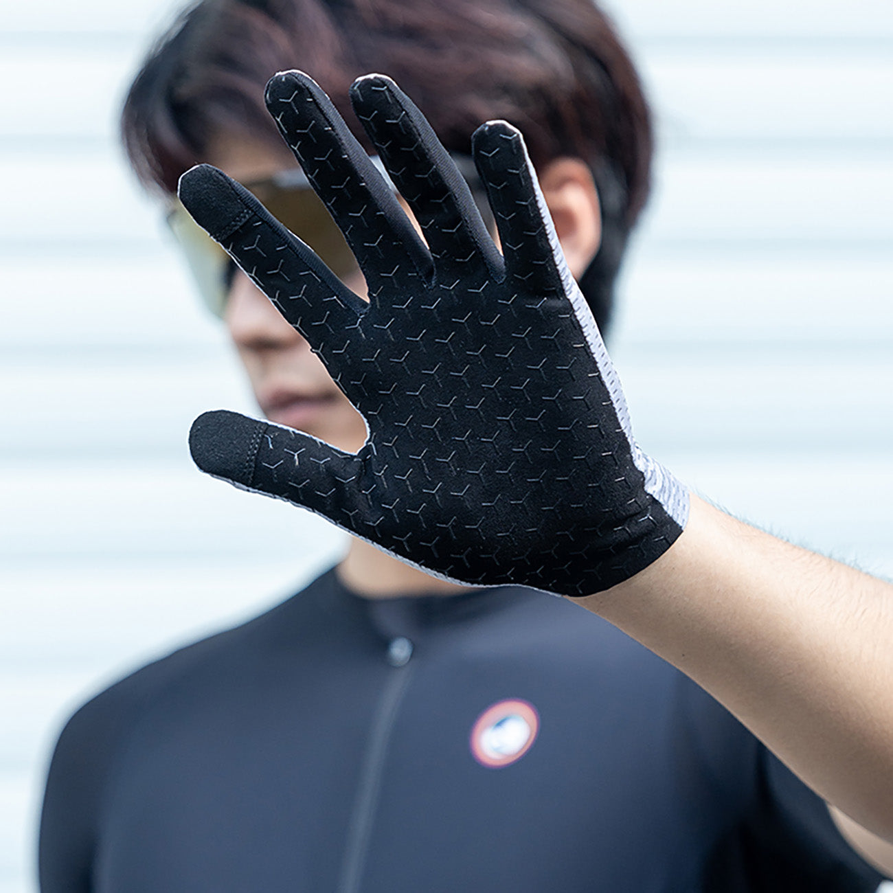 Rockbros kvėpūs pilnos pirštų dviračio pirštinės, dydis: L - pilka -- Bicycle Gloves