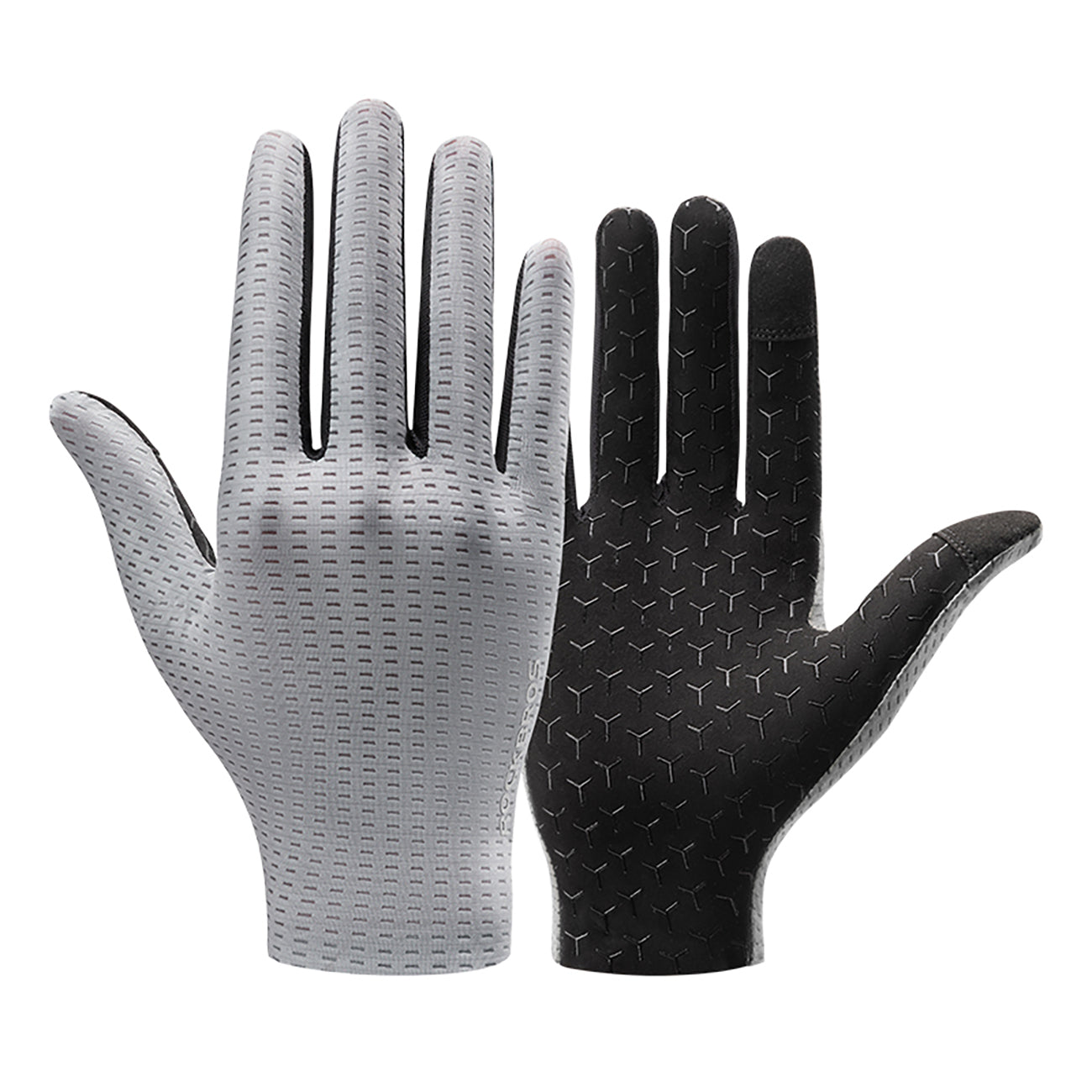 Rockbros kvėpūs pilnos pirštų dviračio pirštinės, dydis: M - pilka -- Bicycle Gloves
