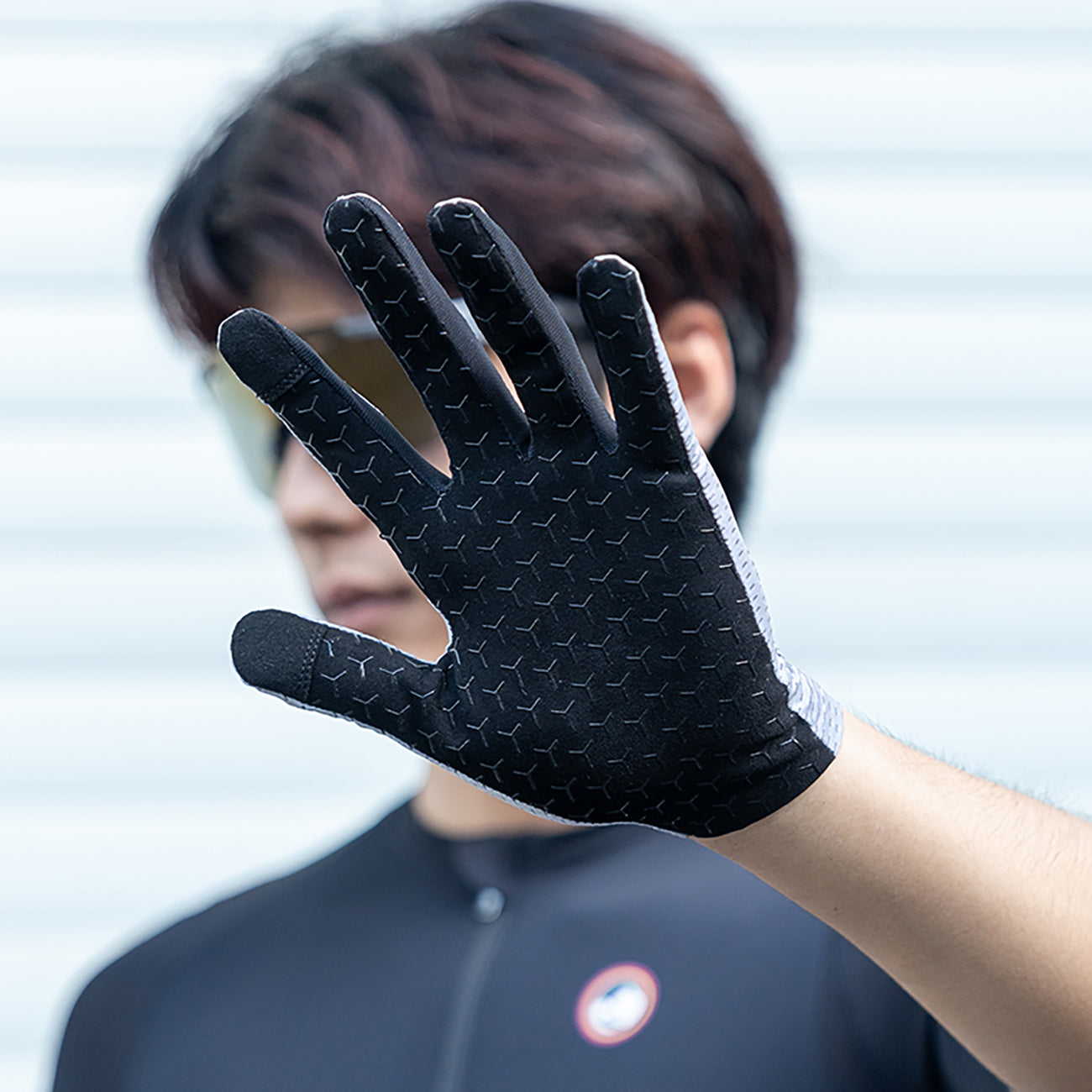 Rockbros kvėpūs pilnos pirštų dviračio pirštinės, dydis: M - pilka -- Bicycle Gloves