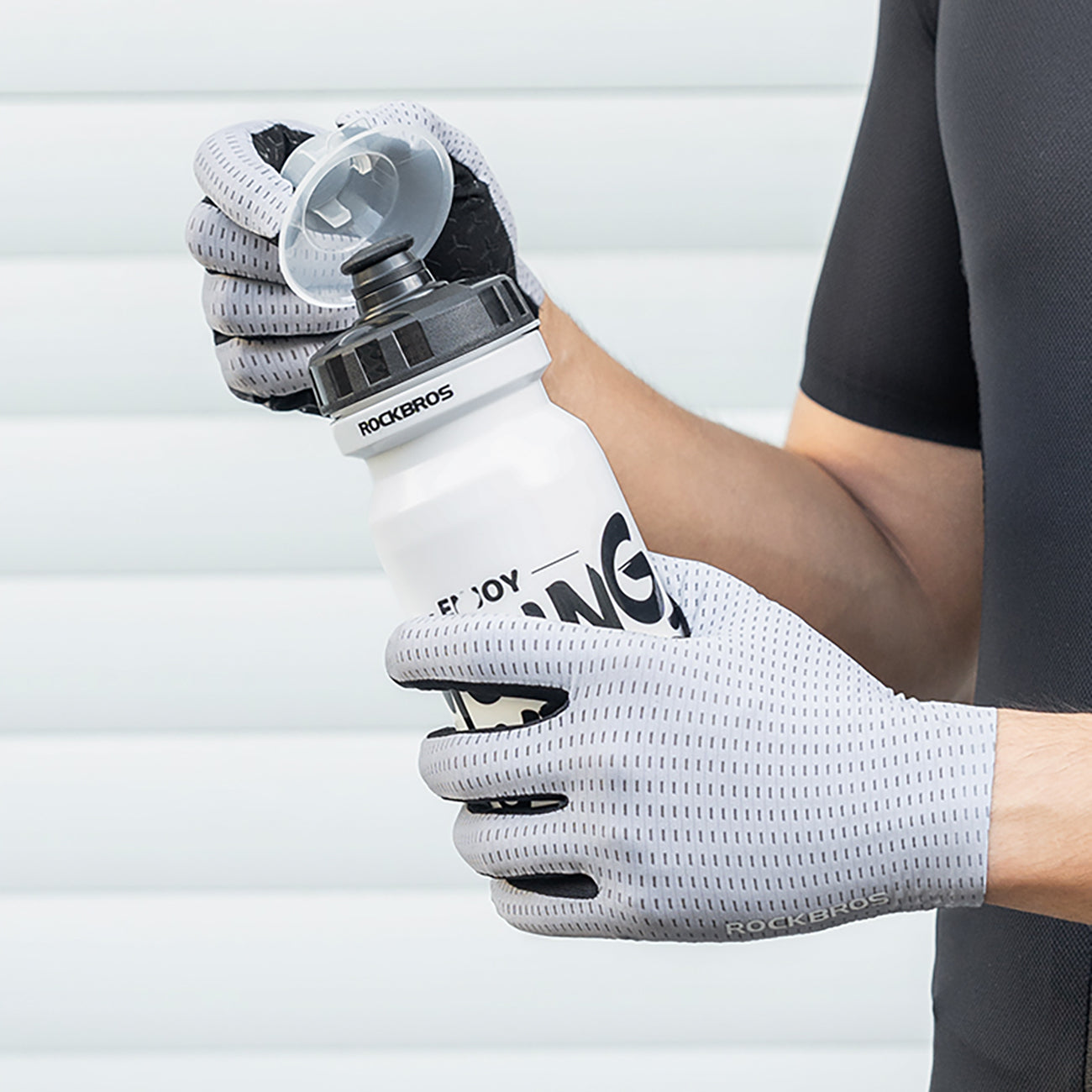 Rockbros kvėpios visų pirštų dviračio pirštinės, dydis: XXL - pilka -- Bicycle Gloves