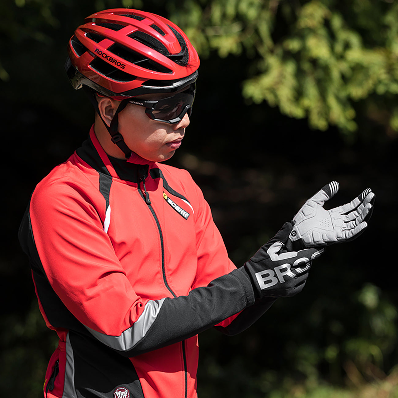 Rockbros dviračio pirštinės, šilumos izoliuojančios, ilgos, dydis: XL - juoda ir pilka -- Bicycle Gloves