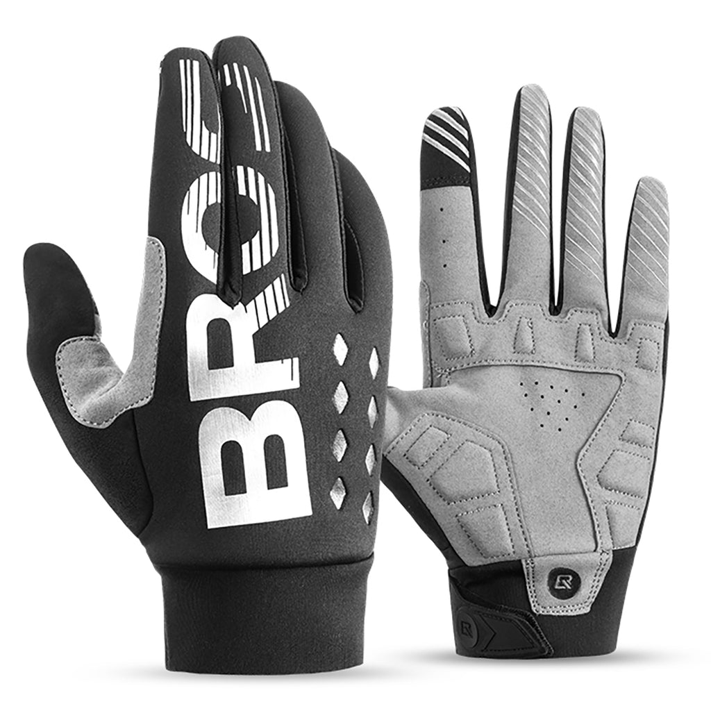 Rockbros dviračio pirštinės, šilumos izoliuojančios, ilgos, dydis: XXL - juoda ir pilka -- Bicycle Gloves