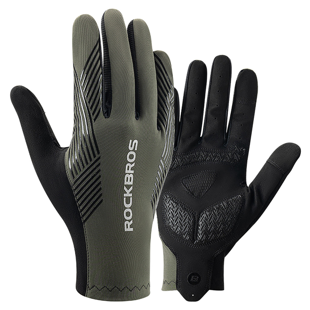 Rockbros dviračio pirštinės pavasaris/vasara/ruduo, pilnos, dydis: L - žalia -- Bicycle Gloves