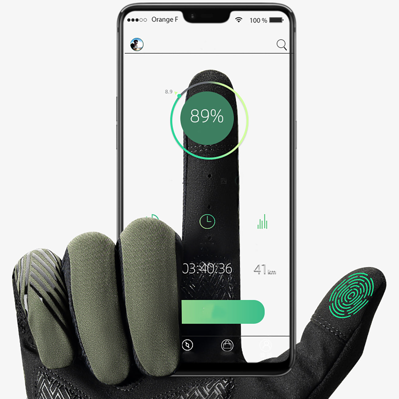 Rockbros dviračio pirštinės pavasaris/vasara/ruduo, pilnos, dydis: L - žalia -- Bicycle Gloves