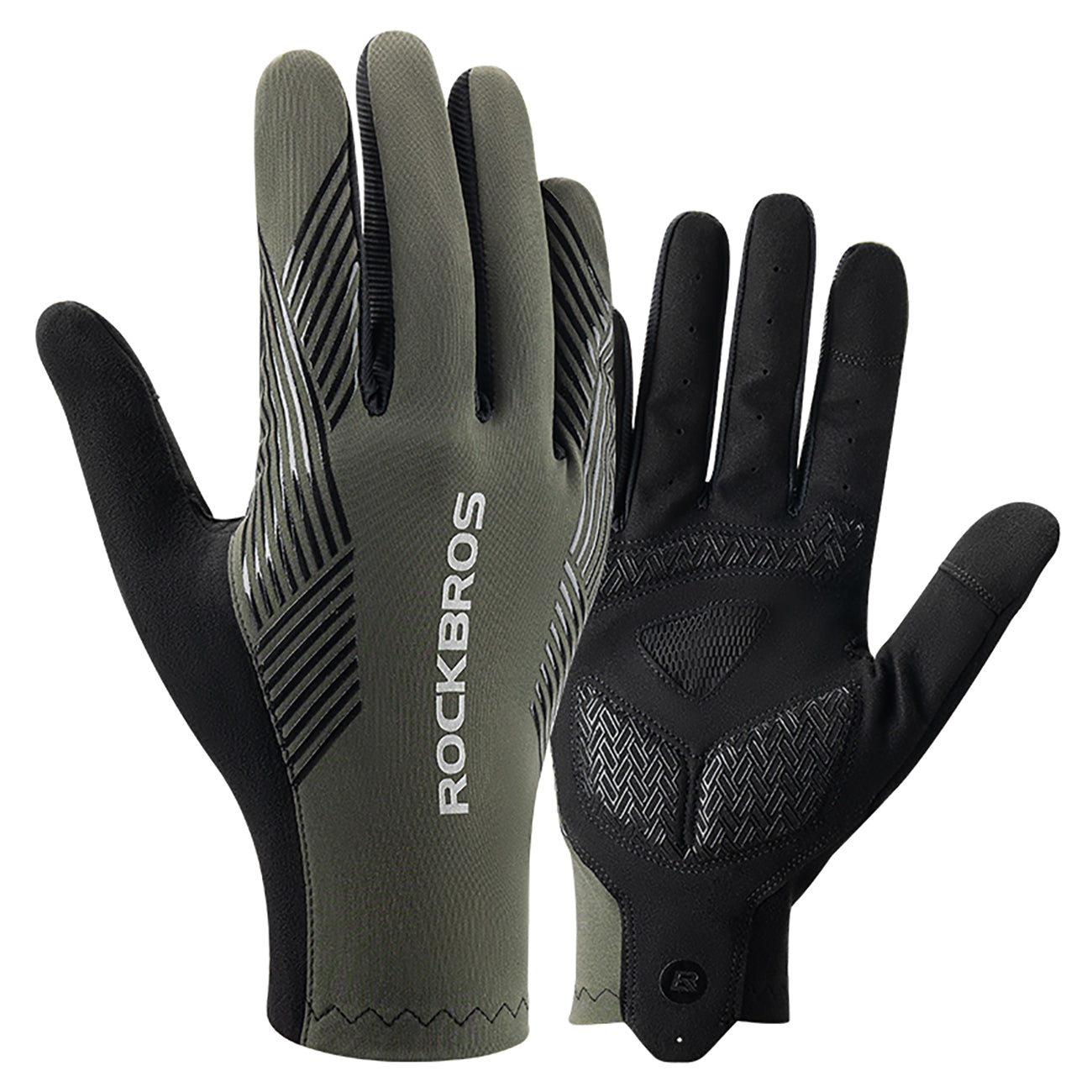 Rockbros dviračio pirštinės pavasaris/vasara/ruduo, pilnos, dydis: XXL - žalia -- Bicycle Gloves