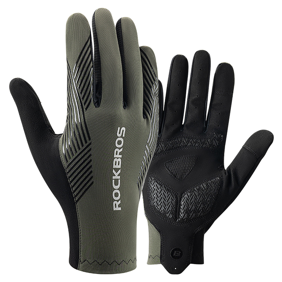 Rockbros dviratininko pirštinės pavasaris/vasara/rudens, pilnos, dydis: S - žalios -- Bicycle Gloves