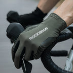 Rockbros dviračio pirštinės pavasaris/vasara/ruduo, pilnos, dydis: M - žalia -- Bicycle Gloves
