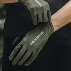 Rockbros dviračio pirštinės pavasaris/vasara/ruduo, pilnos, dydis: M - žalia -- Bicycle Gloves