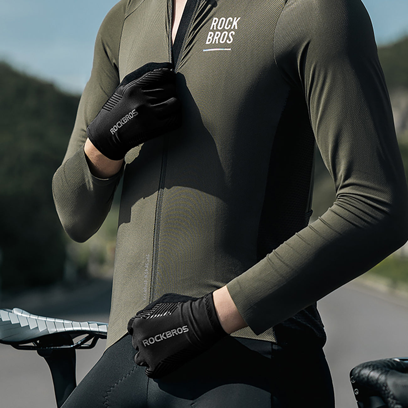 Rockbros dviratininko pirštinės pavasaris/vasara/ruduo, visapiusės, dydis: XL - juodos -- Bicycle Gloves