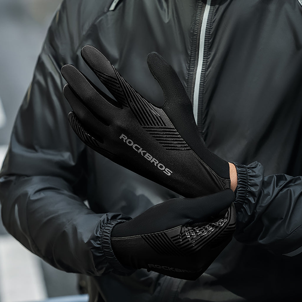Rockbros dviratininko pirštinės pavasaris/vasara/ruduo, visapiusės, dydis: XXL - juodos -- Bicycle Gloves
