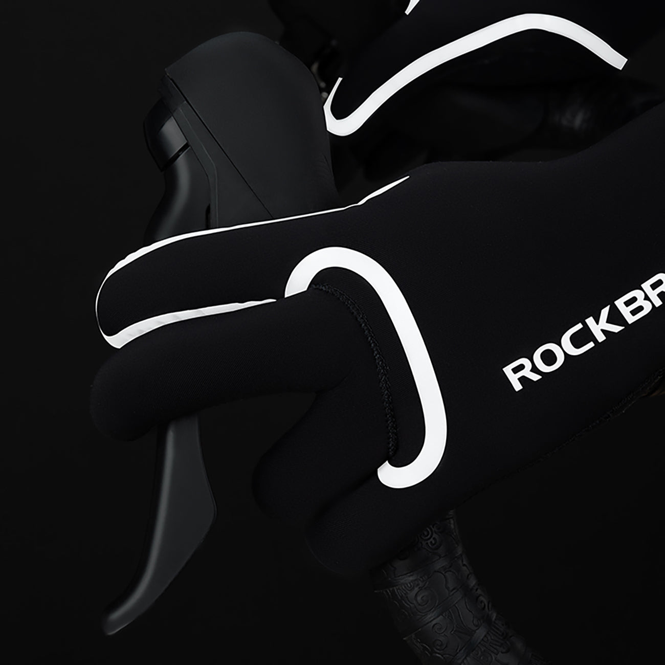 Rockbros pilnai nepermatomos dviratininko pirštinės, dydis: S/M - juodos -- Bicycle Gloves