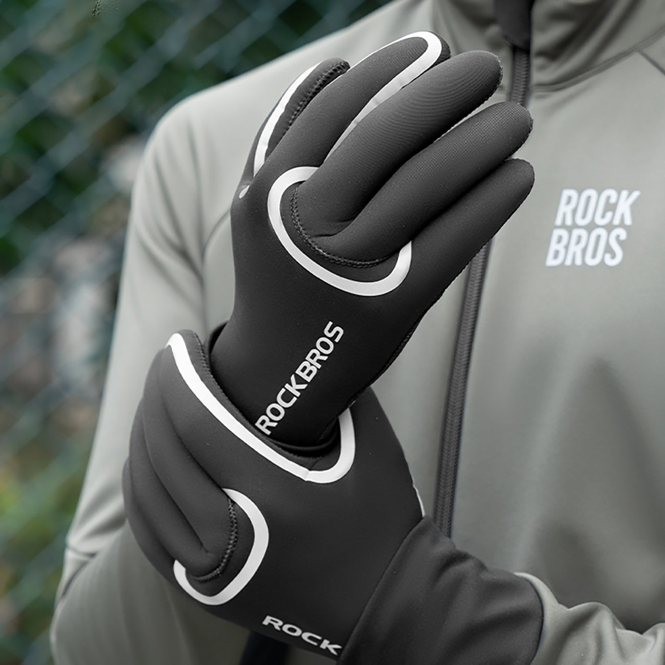 Rockbros visiškai vandeniui atsparios dviračio pirštinės, dydis: XXL - juodos spalvos -- Bicycle Gloves