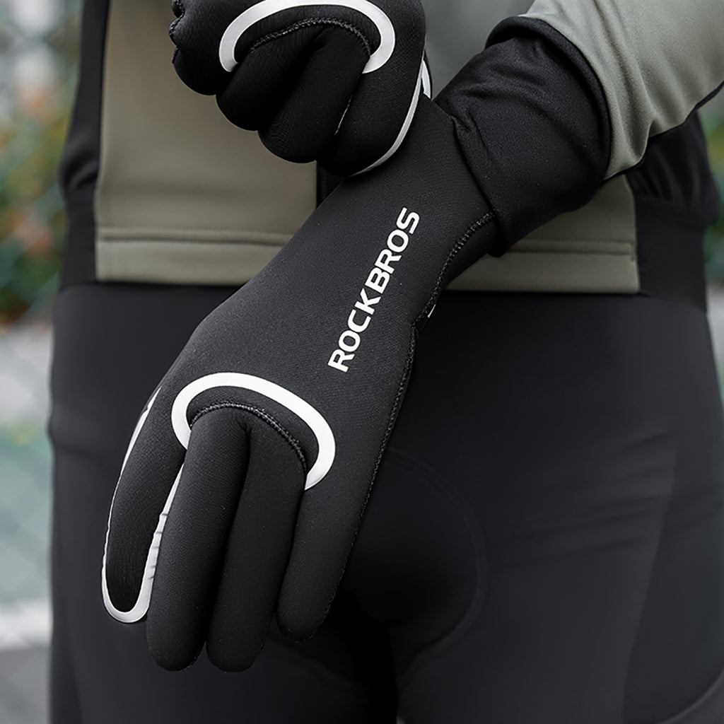 Rockbros visiškai vandeniui atsparios dviračio pirštinės, dydis: XXL - juodos spalvos -- Bicycle Gloves