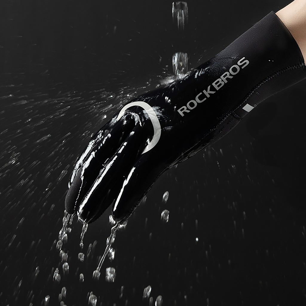 Rockbros visiškai vandeniui atsparios dviračio pirštinės, dydis: XXL - juodos spalvos -- Bicycle Gloves