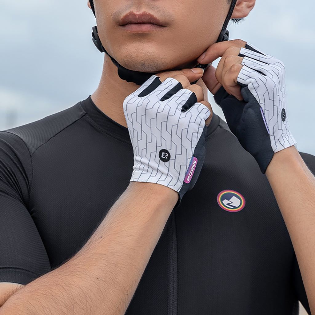 Rockbros MTB dviračio pirštinės dydis: S - baltos ir juodos spalvos -- Bicycle Gloves