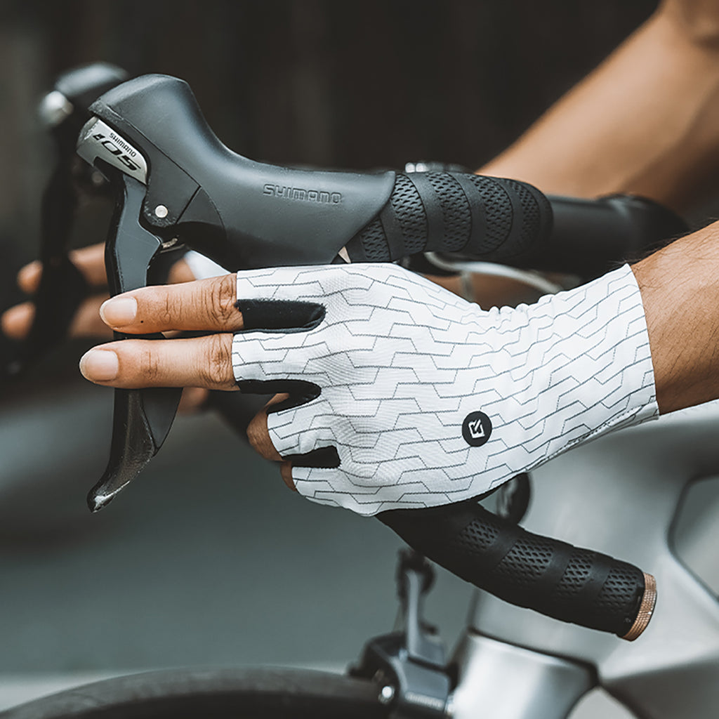 Rockbros kelio dviračių pirštinės, dydis XL - baltos/juodos spalvos -- Bicycle Gloves