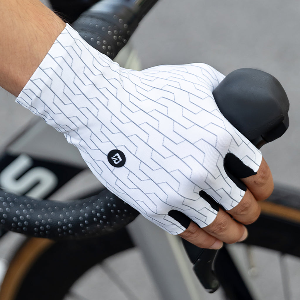 Rockbros kelio dviračių pirštinės, dydis XL - baltos/juodos spalvos -- Bicycle Gloves