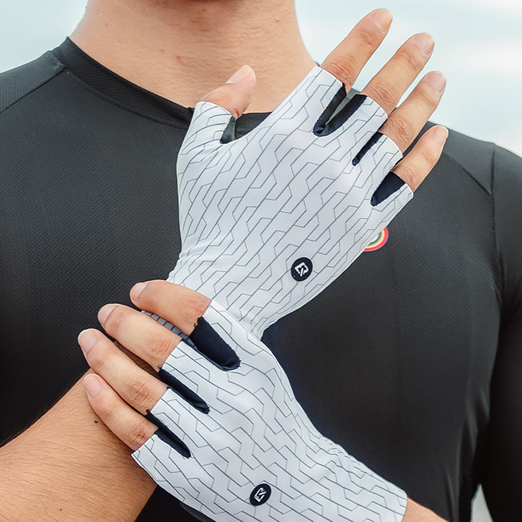 Rockbros kelio dviračių pirštinės, dydis XL - baltos/juodos spalvos -- Bicycle Gloves