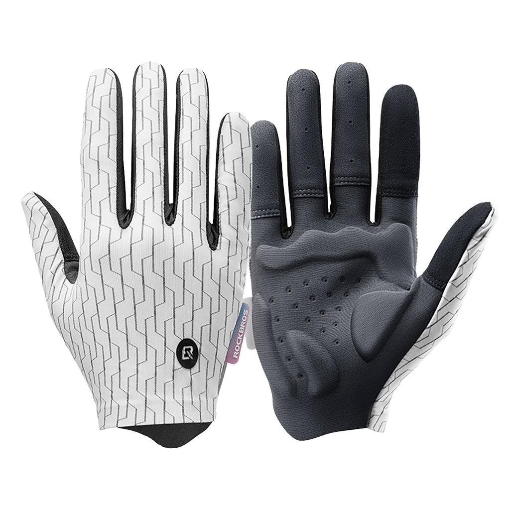 Rockbros sportinės pirštinės pilnapiršės pavasaris-vasara dydis M - baltos ir juodos spalvos -- Bicycle Gloves