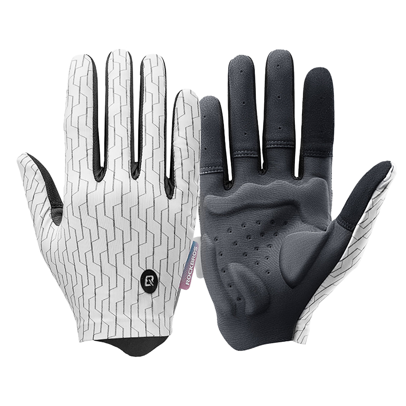 Rockbros sportinės pirštinės pilnapiršės pavasaris-vasara dydis M - baltos ir juodos spalvos -- Bicycle Gloves